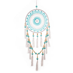 Beaded, Tasselled Sacred Hoop in Turquoise 32cm