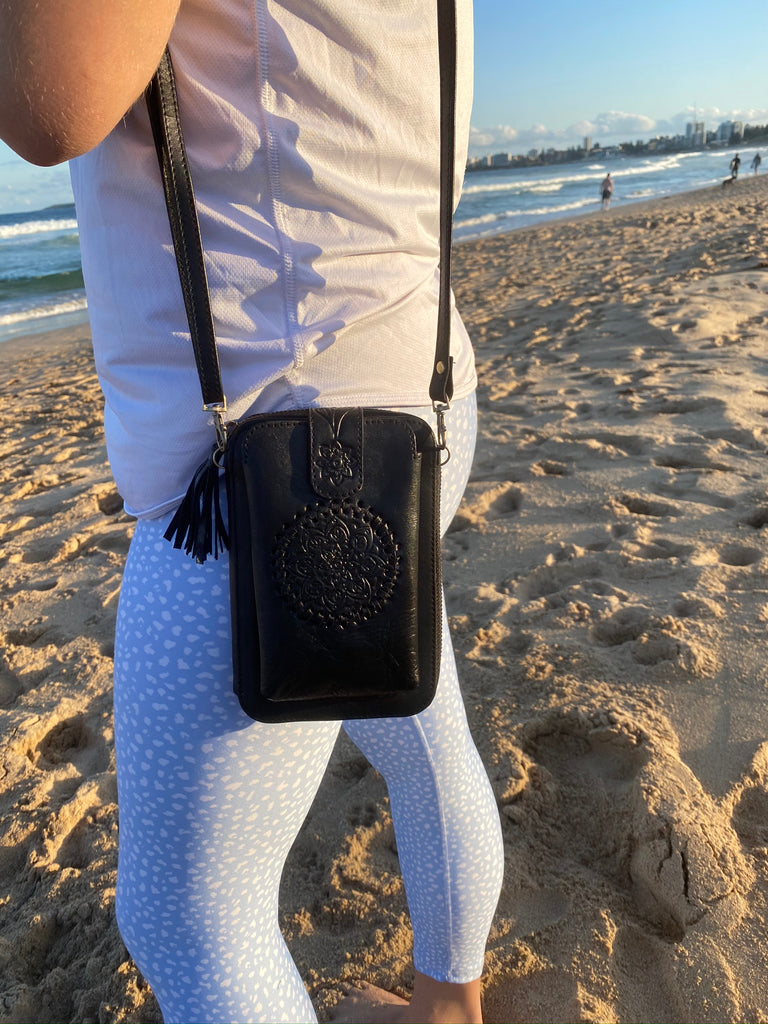 Leather Wallet in Black with Phone Case Combo