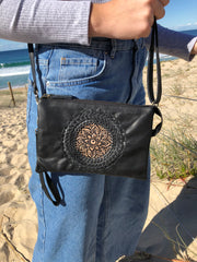 Leather Handbag with 5 Compartments