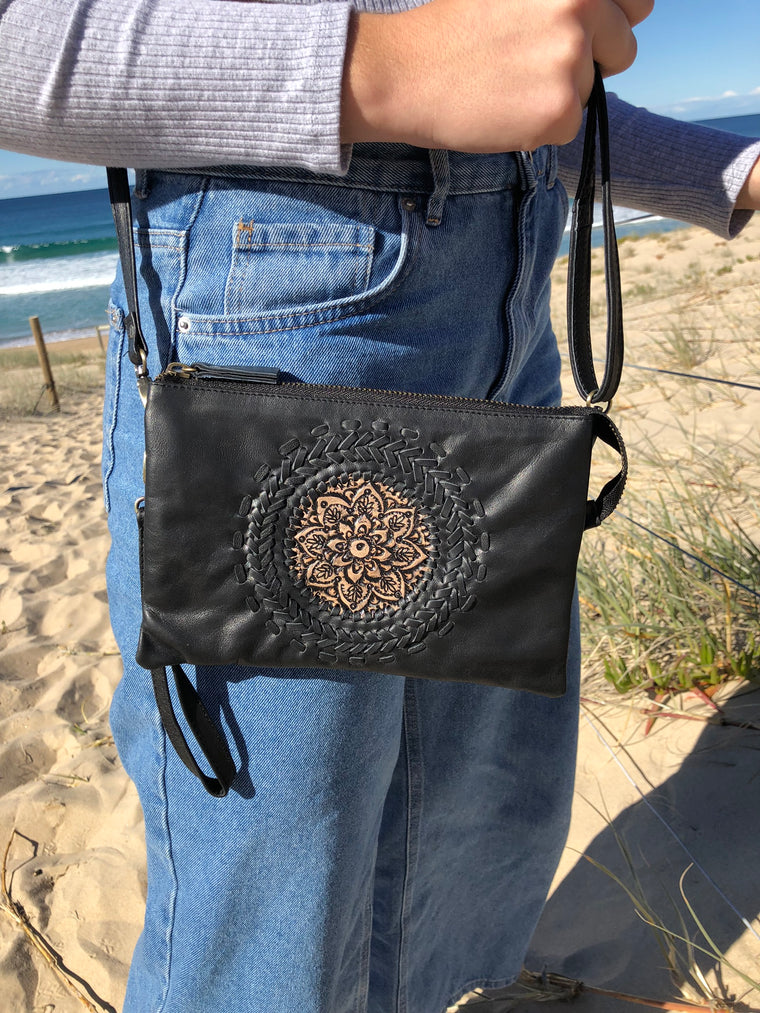 Leather Handbag with 5 Compartments