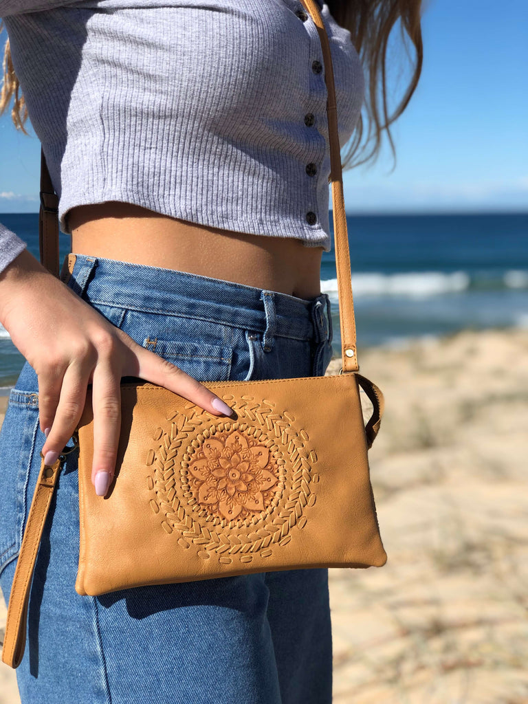 Leather Handbag with 5 Compartments