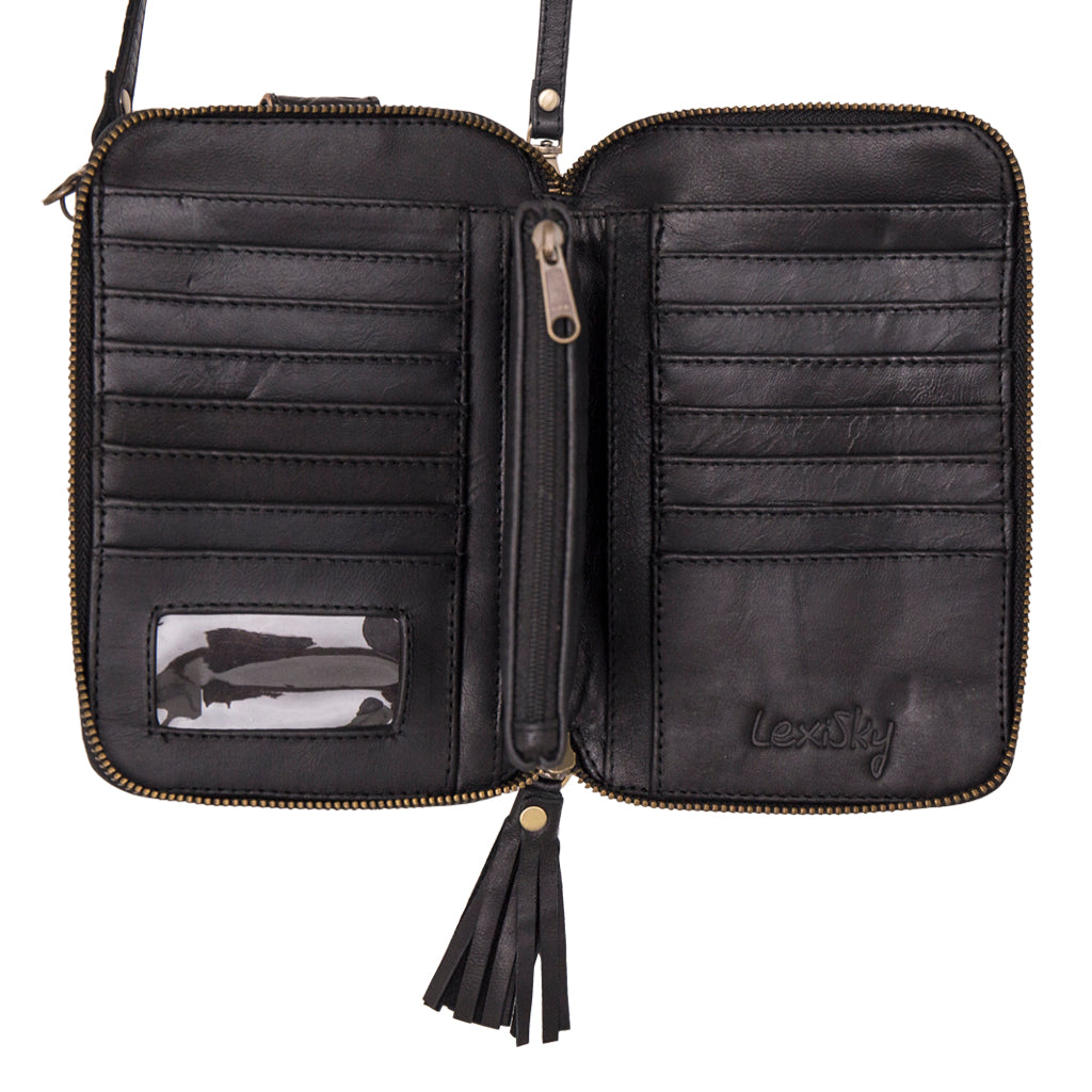 Leather Wallet in Black with Phone Case Combo